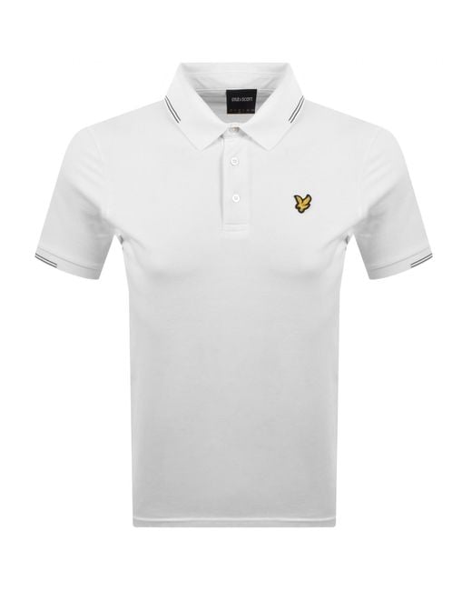 Lyle & Scott White Fine Tipped Polo T Shirt for men