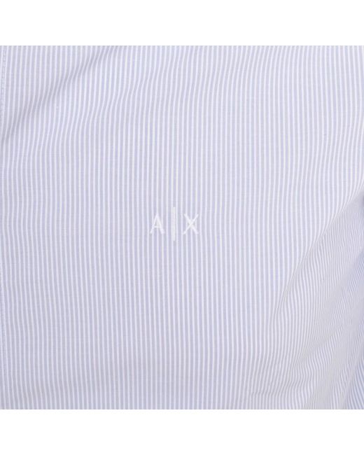 Armani Exchange Blue Short Sleeved Stripe Shirt for men