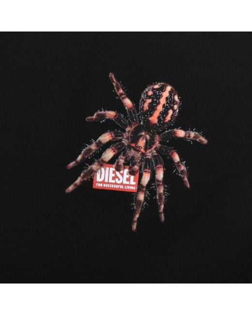DIESEL Black Spider Graphic T Shirt for men