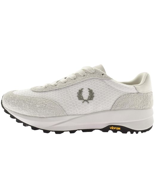 Fred Perry White Hairy Suede Trainers for men
