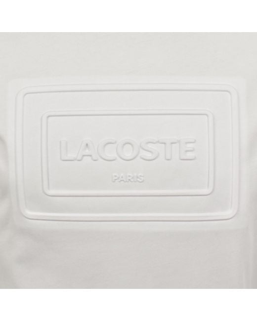 Lacoste White Embossed Logo T Shirt for men