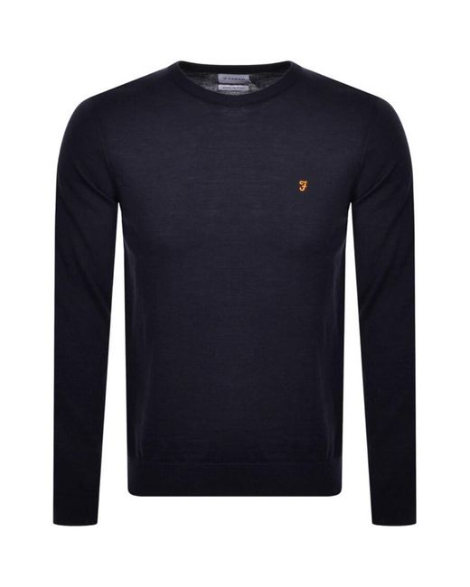 Farah Wool Mullen Knit Jumper in Navy 