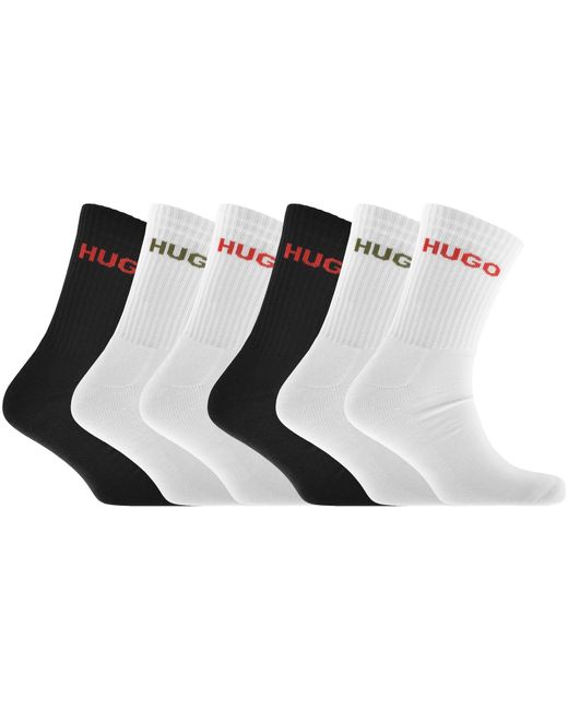 HUGO White 6 Pack Logo Socks for men