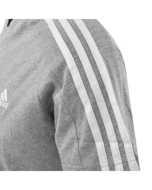 Adidas Originals Gray Adidas 3 Stripe T Shirt for men
