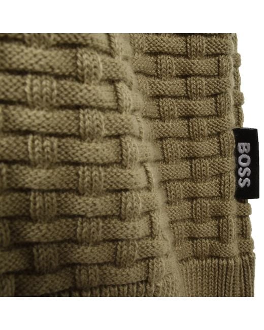 BOSS BUSINESS Green Boss Ulicio Half Knit Jumper Dark for men
