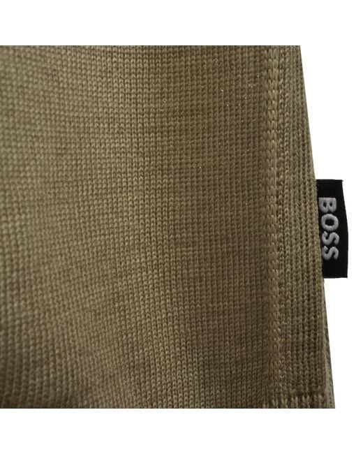 BOSS BUSINESS Green Boss Lancione Merino Wool Knit Polo for men