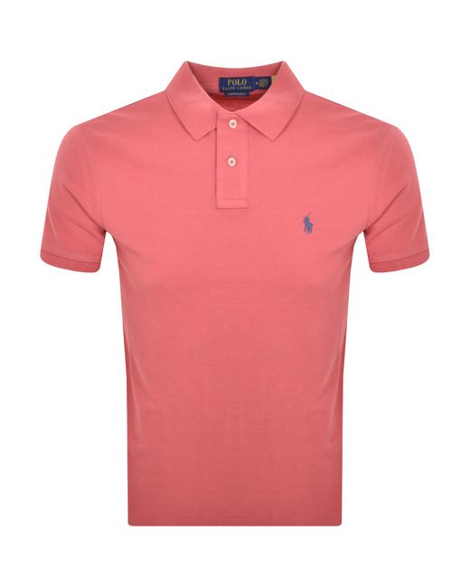 Ralph Lauren Pink Custom Slim Polo T Shirt for men