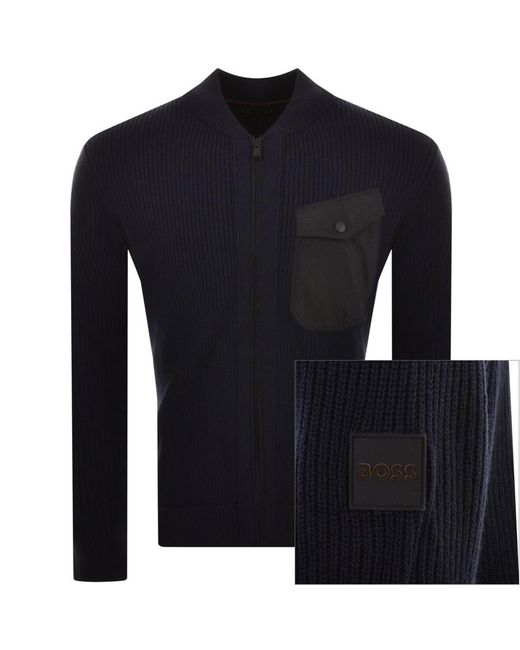 Boss Korton Full Zip Knit Jumper 