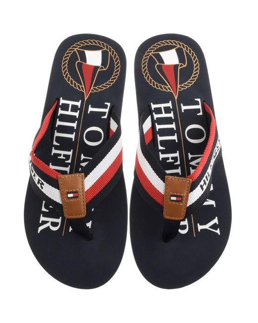 tommy hilfiger navy blue flip flops
