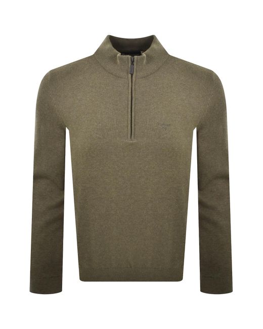 Barbour Green Avoch Half Zip Knitted Jumper for men