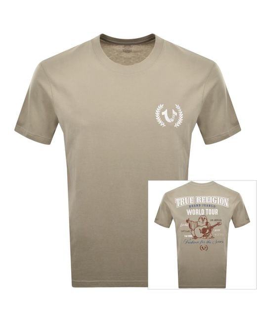 True Religion Gray Multi Overlap T Shirt for men