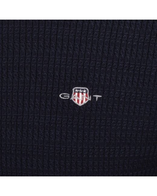 Gant Blue Cable Knit Crew Neck Jumper for men
