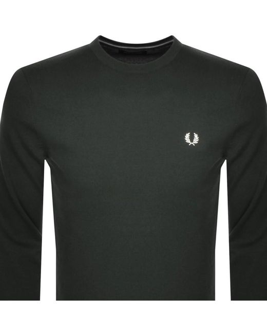 Fred Perry Black Classic Crew Neck Knit Jumper for men