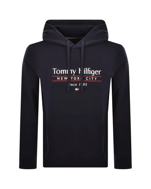 Tommy Hilfiger Blue Logo Center Stack Hoodie for men