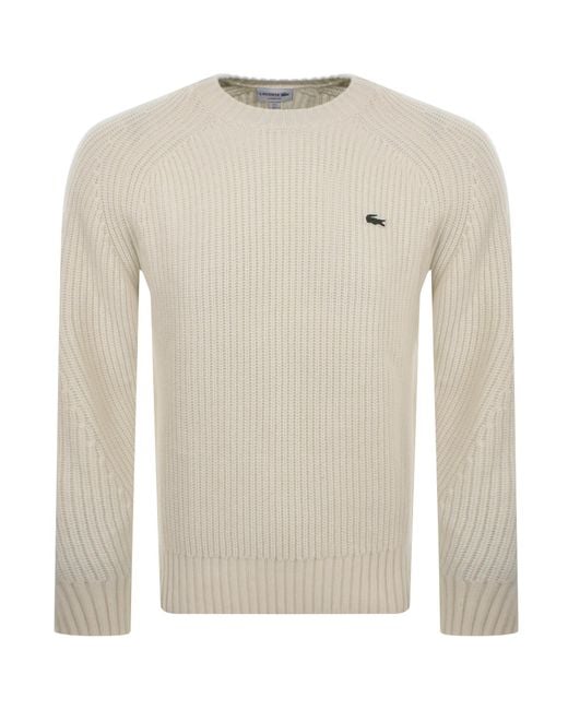 Lacoste Crew Neck Knit Jumper in Natural for Men Lyst UK