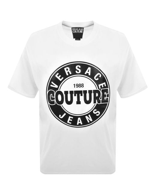 Versace Jeans White Couture Logo Round T Shirt for men