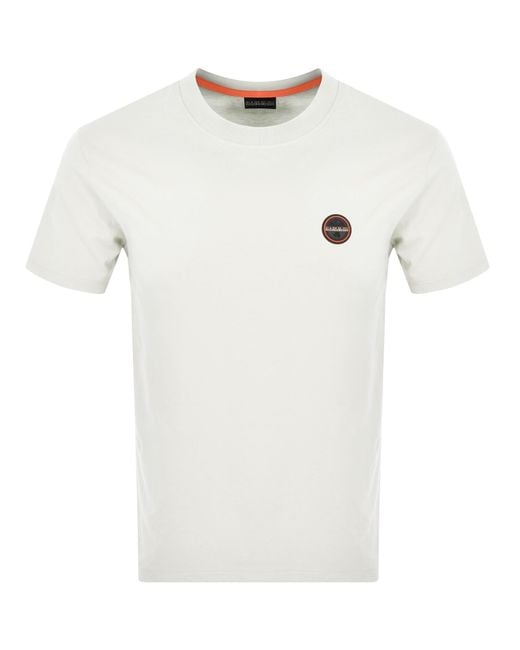 Napapijri White S Badge T Shirt Off for men