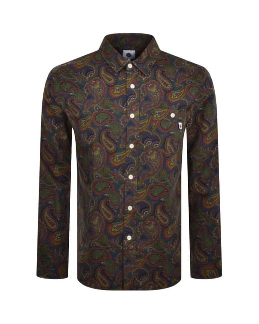 Pretty Green Black 15Th Anniversary Paisley Shirt for men