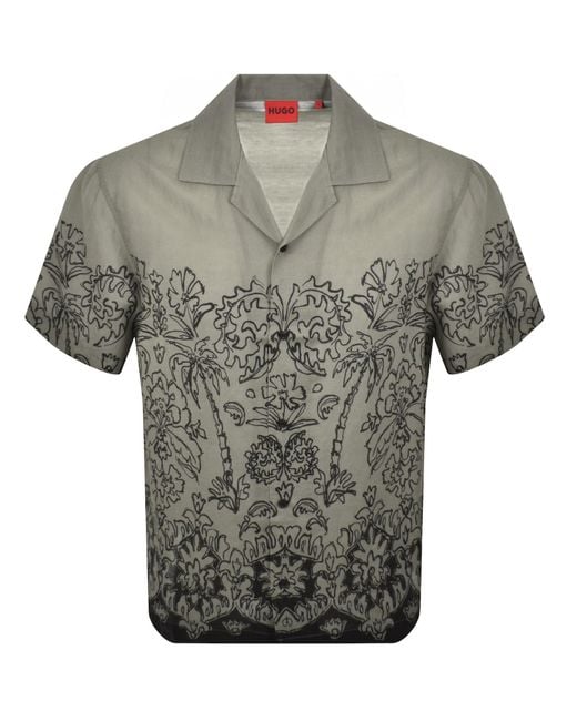 HUGO Gray Espino Short Sleeve Shirt for men