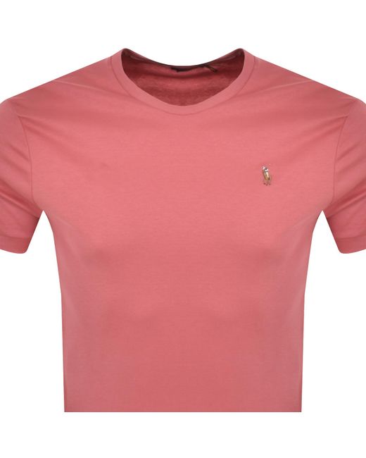 Ralph Lauren Pink Crew Neck T Shirt for men