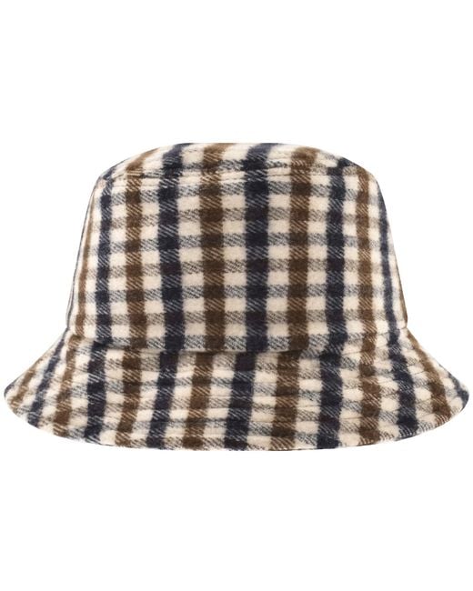 Aquascutum Brown Wool Bucket Hat Small Check for men