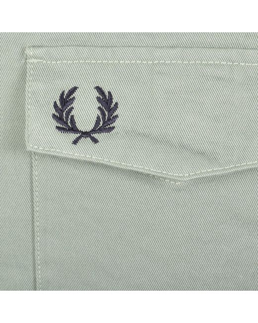 Fred Perry Green Zip Through Overshirt Bayleaf for men