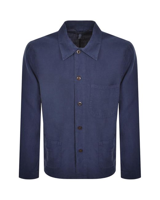 Ralph Lauren Blue Linen Overshirt for men