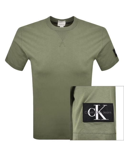 Calvin Klein Green Jeans Badge T Shirt for men