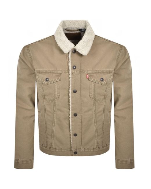 Levi's Green Sherpa Trucker Denim Jacket for men