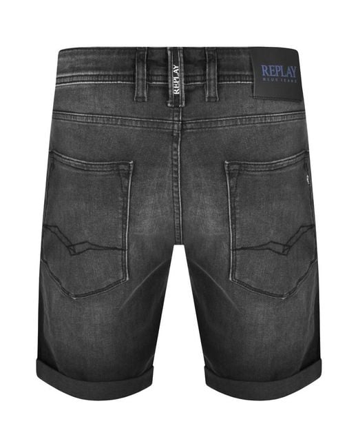 Replay Gray Rbj 901 Dark Wash Shorts for men