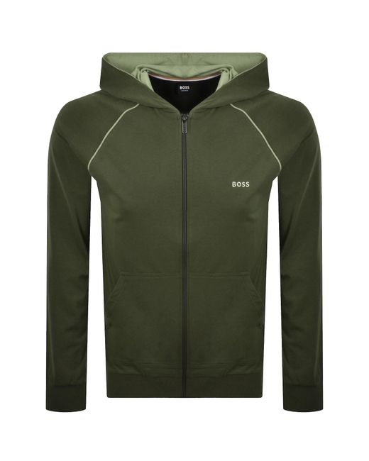 BOSS BUSINESS Green Boss Mix And Match Full Zip Hoodie for men