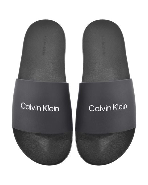 Calvin Klein Black Monobrand Sliders for men