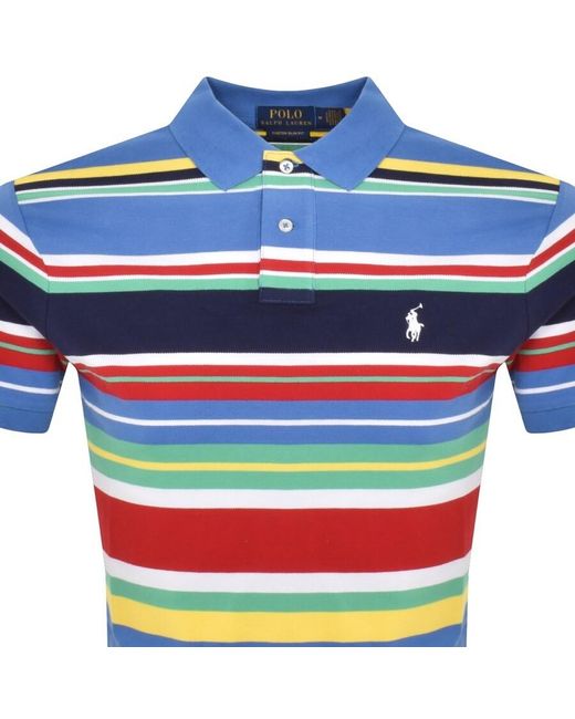 Ralph Lauren Blue Custom Slim Fit Polo T Shirt for men