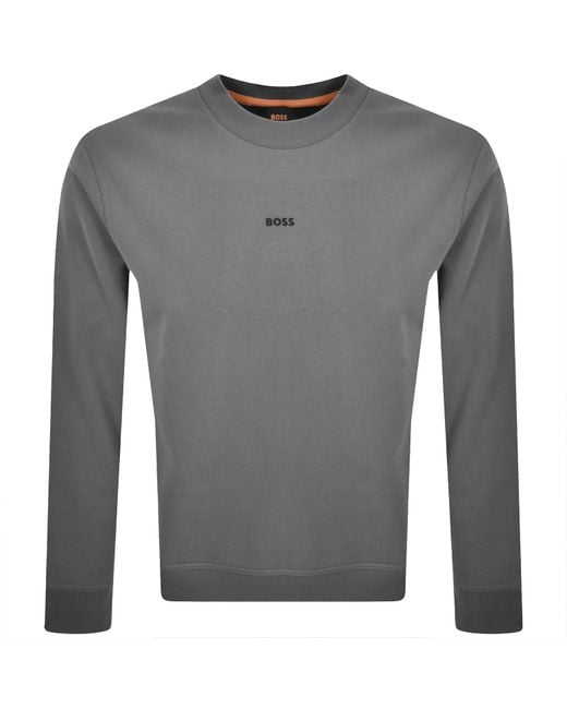 Boss Gray Boss We Small Crew Neck Sweatshirt for men
