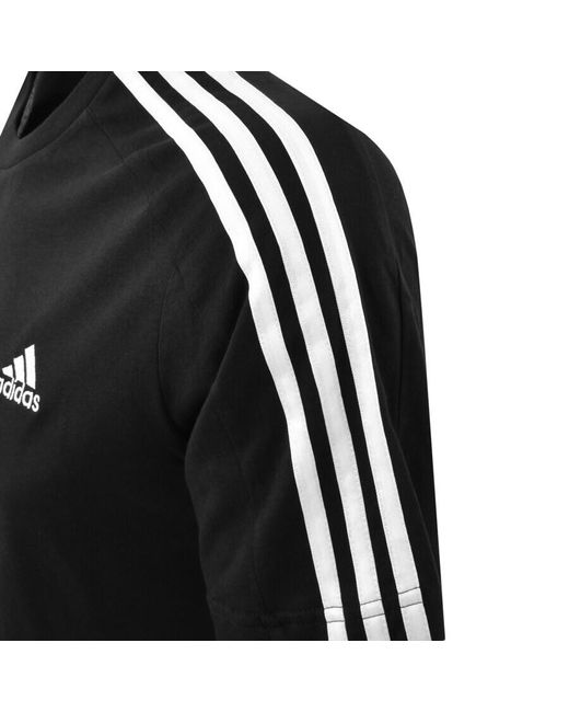 Adidas Originals Black Adidas Essentials 3 Stripe T Shirt for men