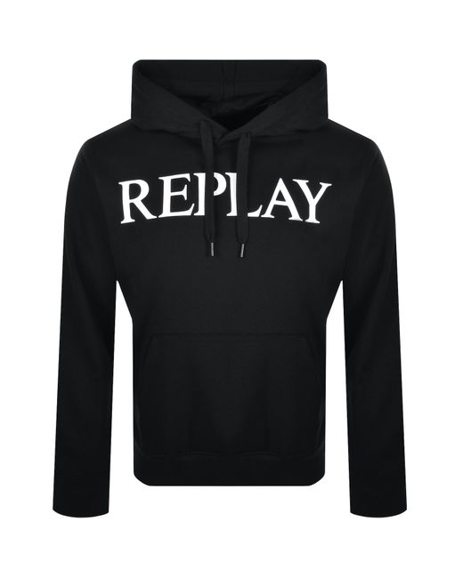 Replay Black Logo Hoodie for men