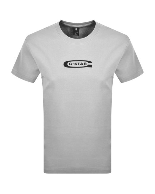 G-Star Gray G-Star Old Skool Logo T Shirt for men