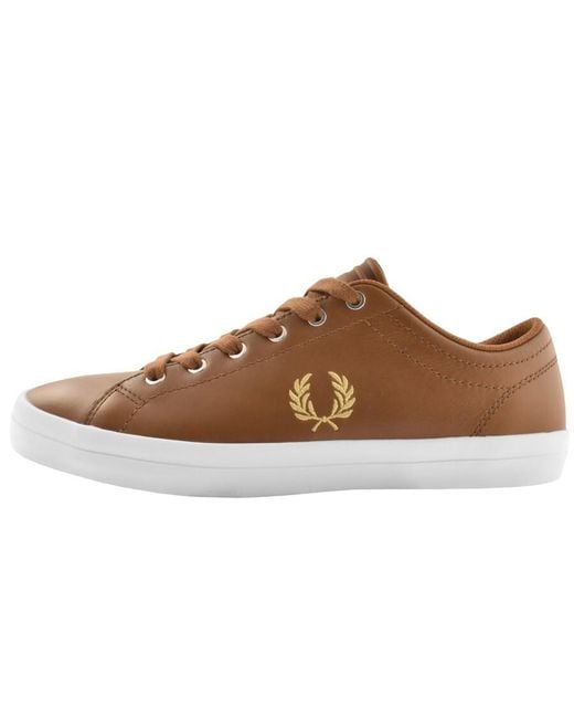 Fred Perry Brown Baseline Leather Trainers for men