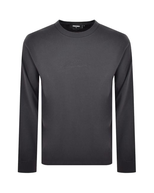 DSquared² Gray Logo Long Sleeve T Shirt for men
