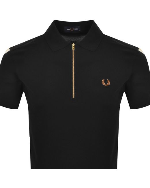 Fred Perry Black Tipped Tape Polo Shirt for men