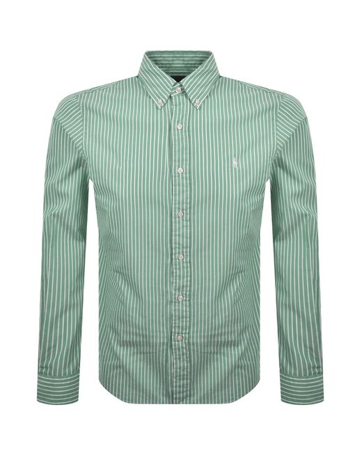 Ralph Lauren Green Long Sleeve Striped Shirt for men