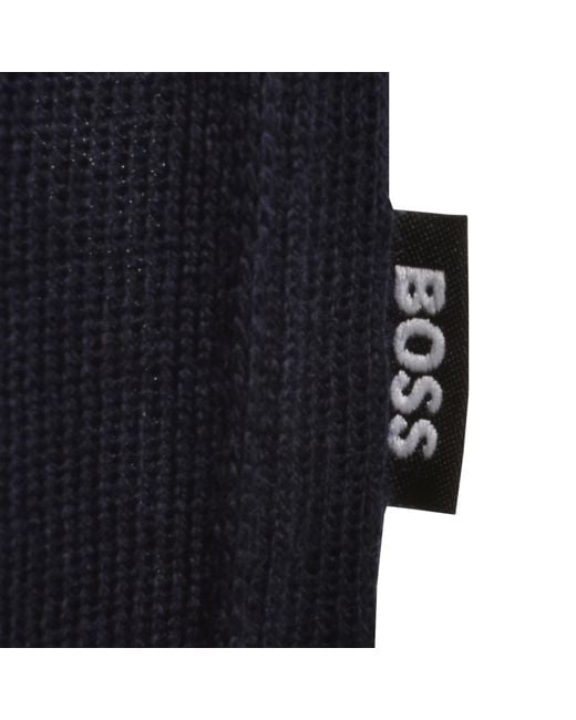 BOSS BUSINESS Blue Boss Lancione Merino Wool Knit Polo for men