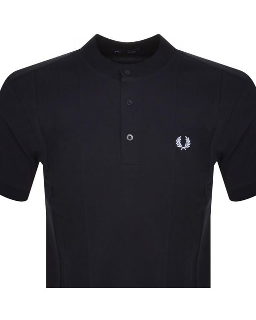 Fred Perry Contrast Trim Henley T Shirt in Black for Men | Lyst