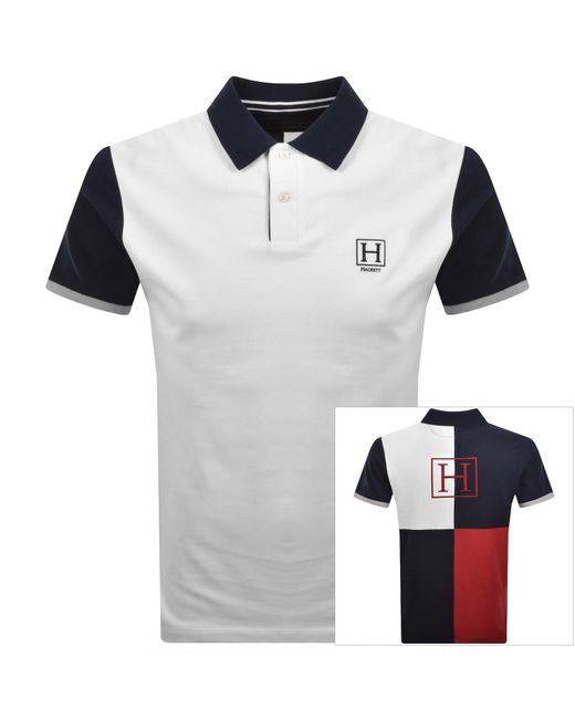 Hackett Blue Heritage Quad Polo T Shirt for men