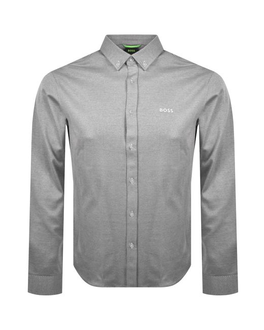 Boss Gray Boss B Motion Long Sleeve Shirt for men