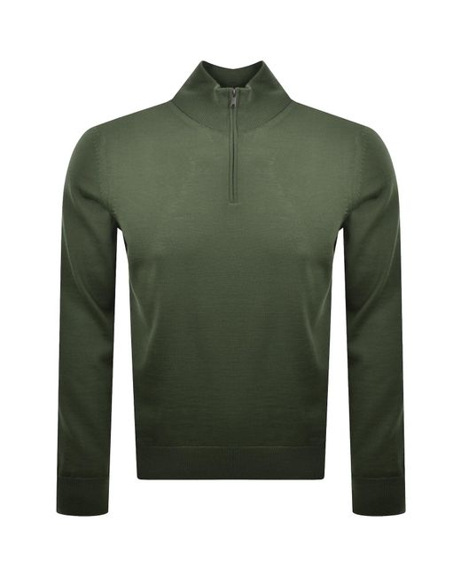 BOSS BUSINESS Green Boss Ebenji Quarter Zip Wool Jumper for men