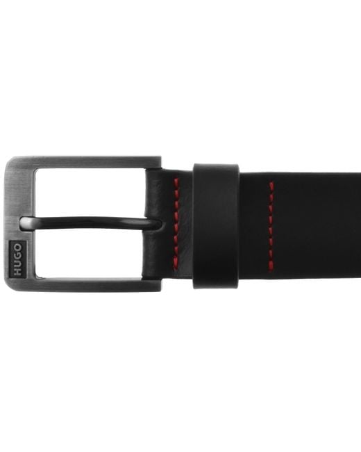 HUGO Black Grover Leather Belt for men
