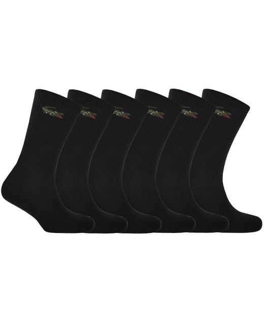 Lacoste Black 6 Pack Sport Crew Socks for men