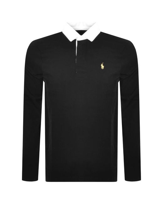 Ralph Lauren Long Sleeved Rugby Polo in Black for Men | Lyst
