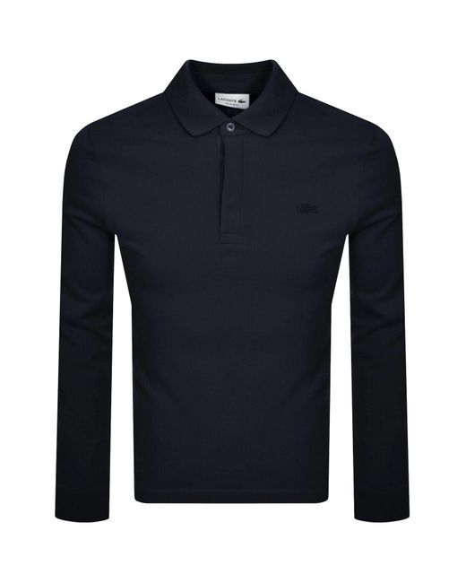 Lacoste Blue Stretch Pique Long Sleeve Polo for men